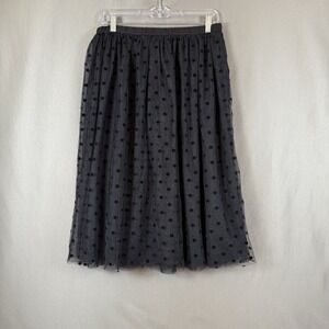 Banana Republic Black Polka Dot Tulle Elastic Waist Skirt Small Rockabilly Pinup